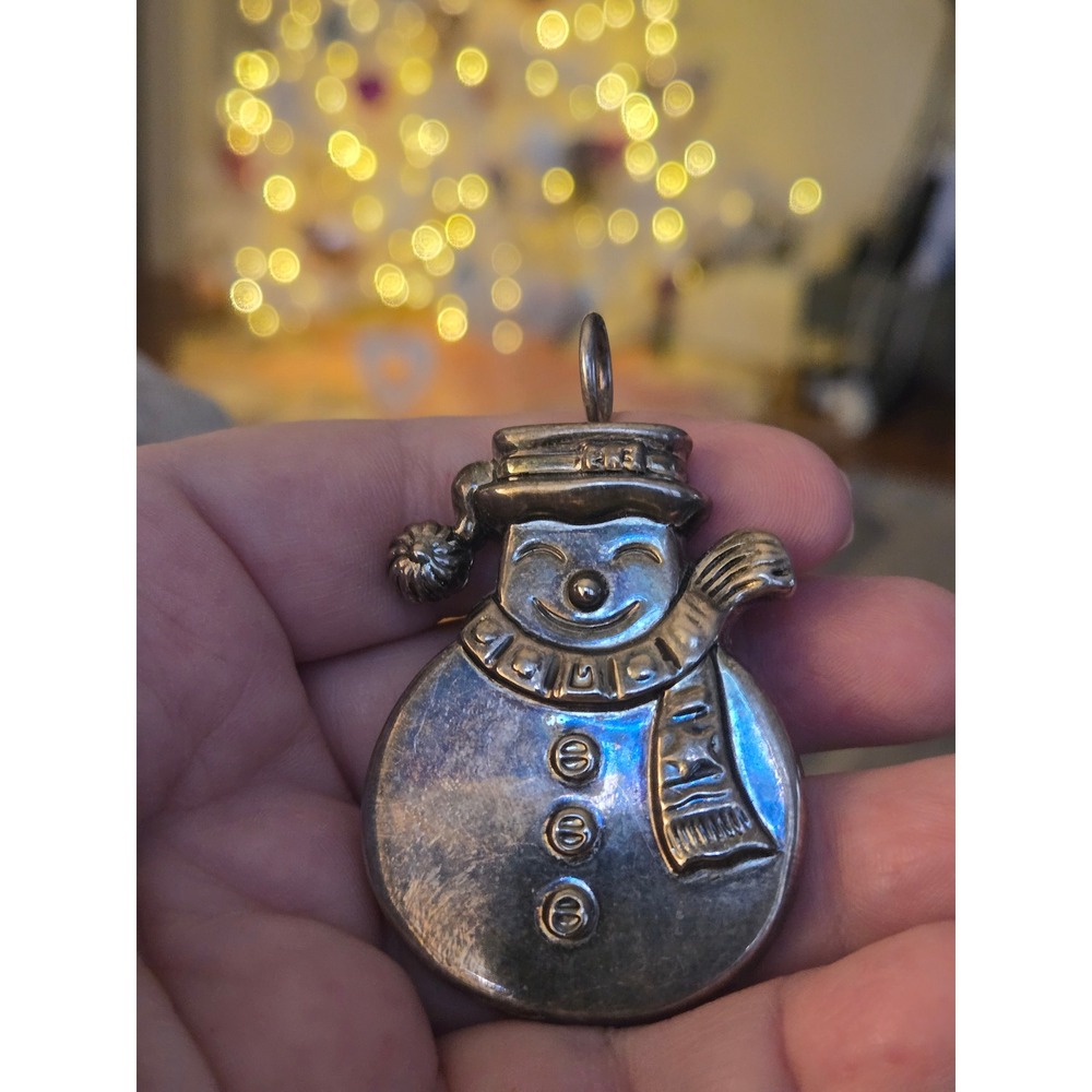 BEST Snowman Brooch or Pendant Silver Plated Vintage Winter